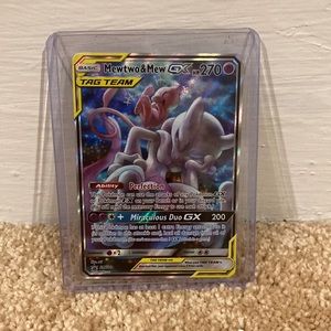 FULL ART Mewtwo & Mew GX Tag Team Pokemon Black Star Promo SM191 Holo Rare - LP